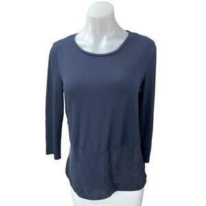 COS Women's Navy Blue Long Sleeve Pullover Casual Basic T Shirt Tee Top Size S